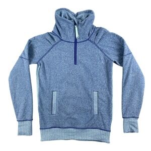 Ivivva by Lululemon Hoodie Girls 10 Blue Half Zip Pullover Thumbholes Fuzzy
